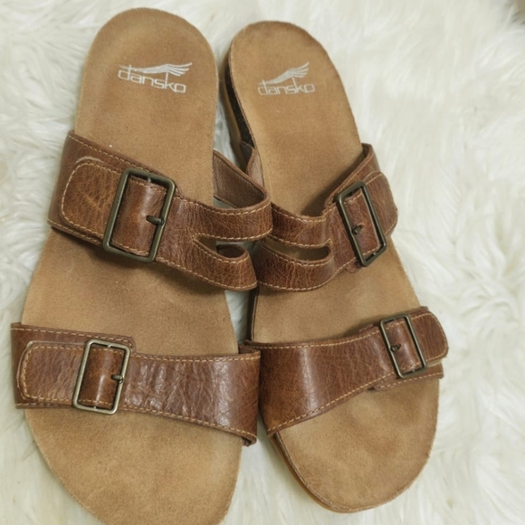 DANSKO Vintage Comfort Wedge Heeled Leather Open Toe Sandals Size 8.5🌴 - Picture 6 of 11
